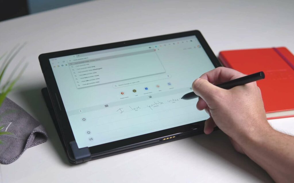 La reconnaissance d’écriture manuscrite de Chrome OS permet désormais d’écrire des phrases entières sans interruption. © Chrome Unboxed