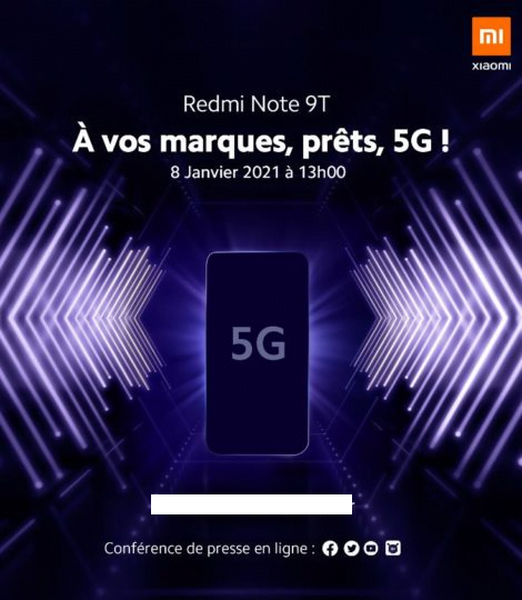 Xiaomi presentará su Redmi Note 9T este viernes 8 de enero