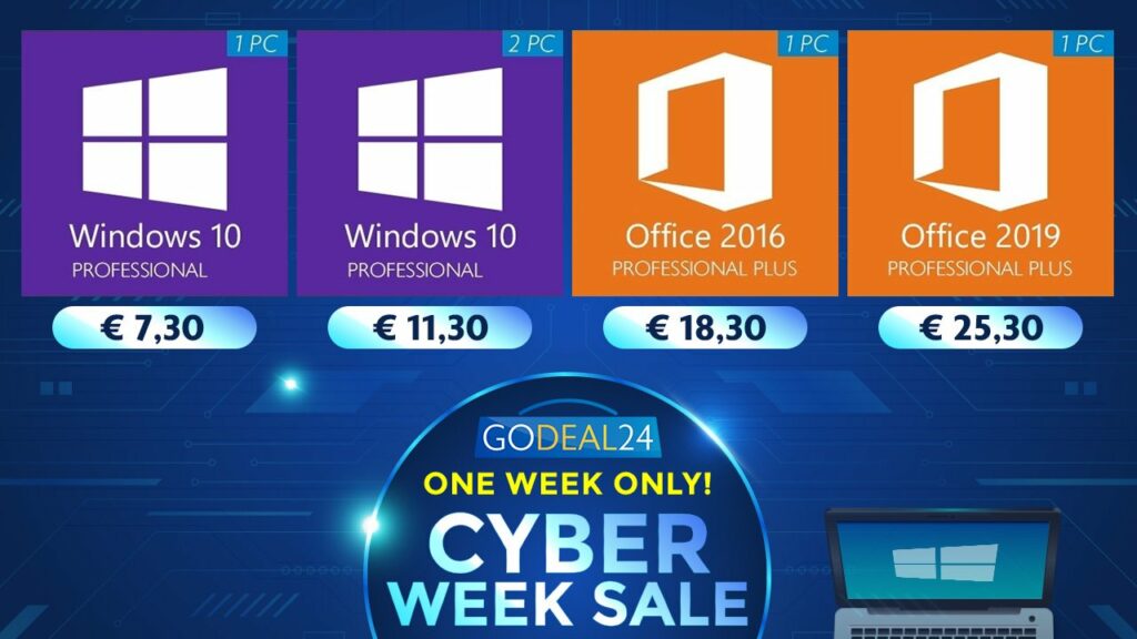 Cyber ​​Week: hasta un 95% de reducción en GoDeal 24, Windows 10 a 7,30 euros