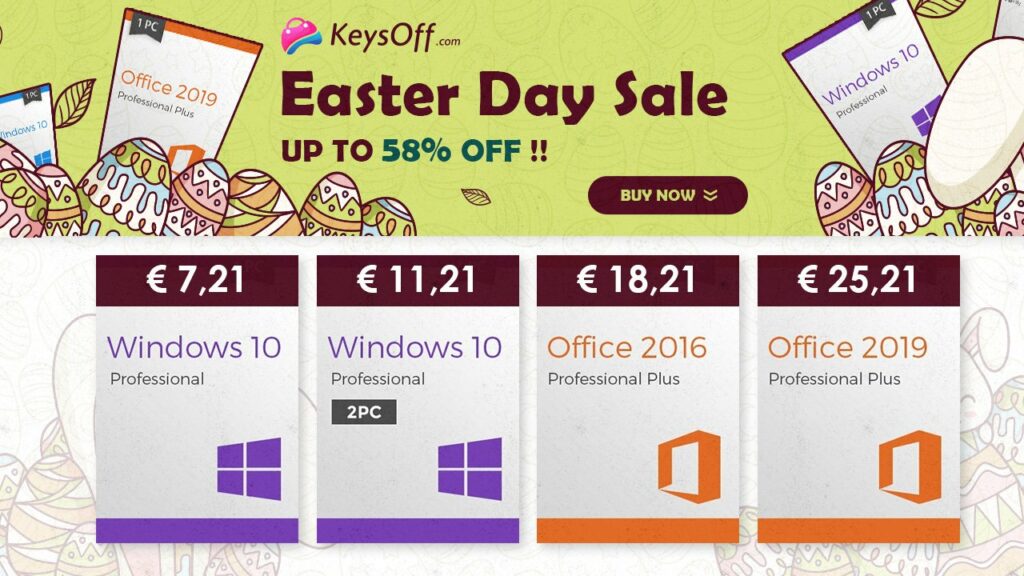 Promociones de Semana Santa en Keysoff: Windows 10 a solo 7,21 euros