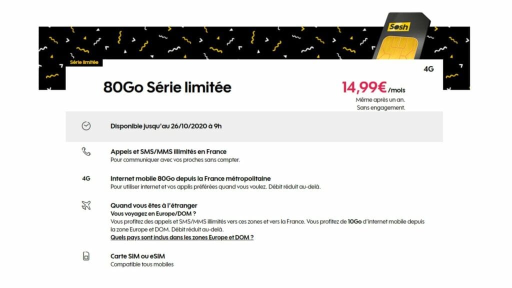 Sosh relanza su plan móvil de 80 GB por 14,99 € / mes, incluso después de un año |  Diario del friki