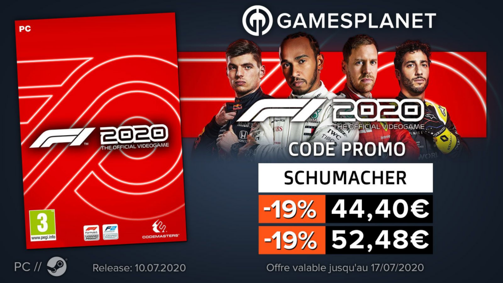 [Bon Plan] Gamesplanet: F1 2020 al -19%, FIFA 20 al -76%, PES 20 a 11 €, FM20 al -43%, MGS V a 6,50 € |  Diario del friki