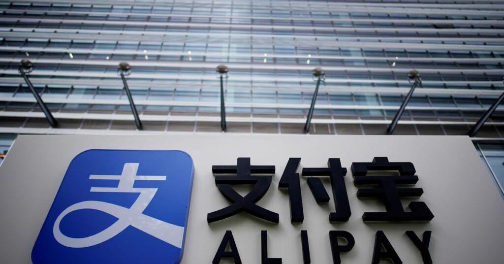 An Alipay sign at the Shanghai office of Alipay, owned by Ant Group, an affiliate of Chinese e-commerce giant Alibaba, in Shanghai, China, September 14, 2020. REUTERS/Aly Song/File Photo