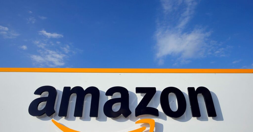 The logo of Amazon is seen at the company logistics centre in Boves, France, August 8, 2018. REUTERS/Pascal Rossignol