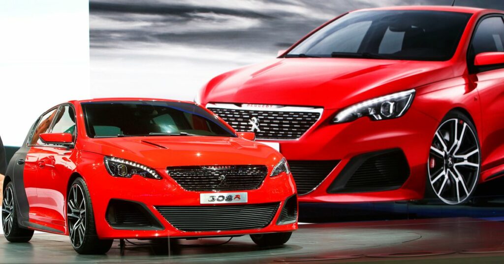 A Peugeot 308 car is displayed during a media preview day at the Frankfurt Motor Show (IAA) September 10, 2013. REUTERS/Ralph Orlowski