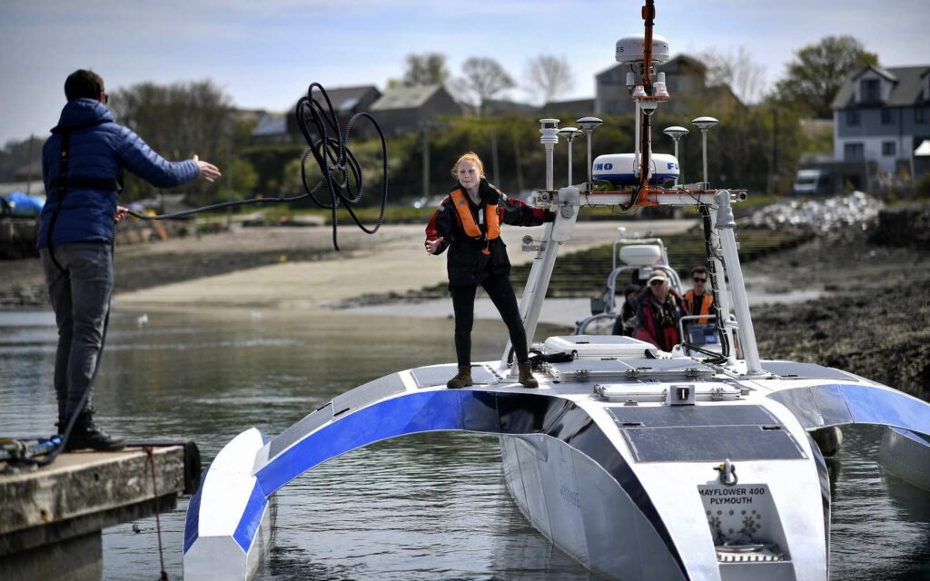 Le Mayflower 400 appareillera pour sa traversée de l’Atlantique le 15 mai. © Ben Stansall / AFP