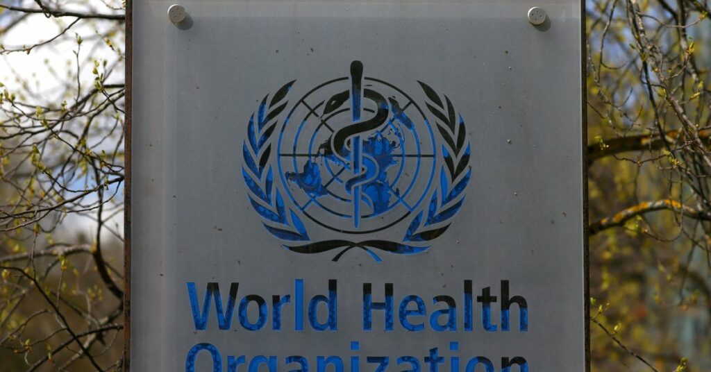 A logo is pictured outside a building of the World Health Organization (WHO) during an executive board meeting on update on the coronavirus disease (COVID-19) outbreak, in Geneva, Switzerland, April 6, 2021. REUTERS/Denis Balibouse/File Photo