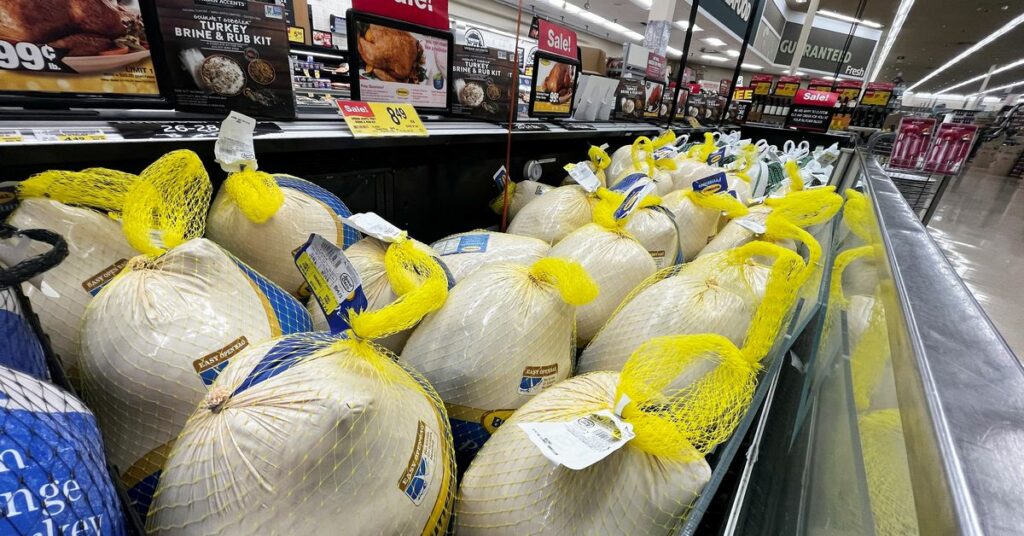 Pumpkin pies are displayed for sale at a Jewel-Osco grocery store ahead of Thanksgiving, in Chicago, Illinois, U.S. November 18, 2021. REUTERS/Christopher Walljasper