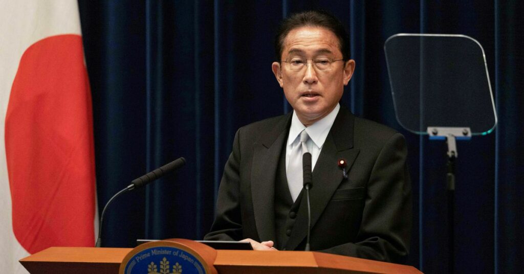 Japanese Prime Minister Fumio Kishida speaks during his press conference, after the parliament re-elected him as prime minister following an election victory last month by his ruling Liberal Democratic Party, in Kantei, Japan November 10, 2021. Stanislav Kogiku/ Pool via REUTERS