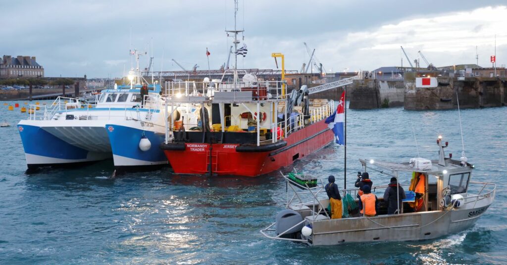 French fishermen block the