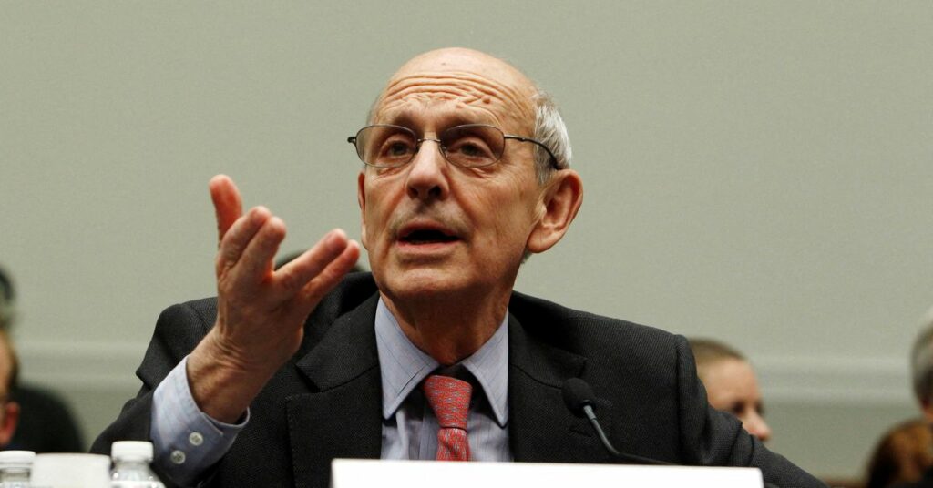 Associate Supreme Court Justice Stephen Breyer arrives for the swearing in ceremony of Judge Neil Gorsuch as an Associate Supreme Court Justice in the Rose Garden of the White House in Washington, U.S., April 10, 2017. REUTERS/Joshua Roberts/File Photo