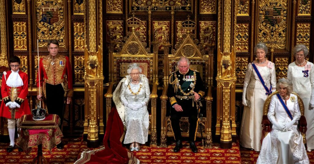 The Changing of the Guard takes place outside Buckingham Palace as Britain