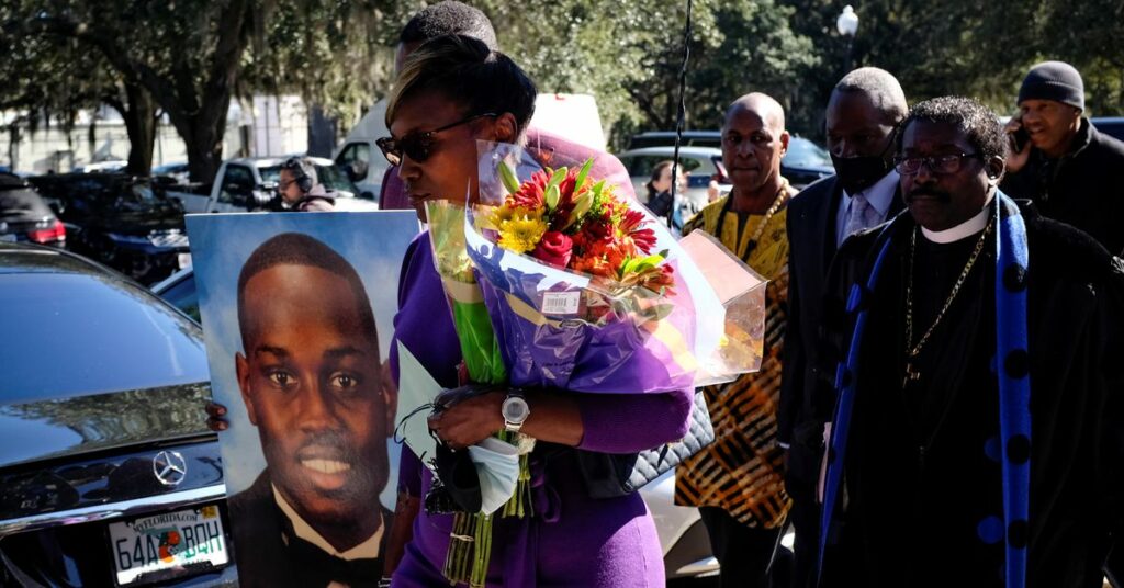 Wanda Cooper-Jones, mother of Ahmaud Arbery, leaves the Glynn County Courthouse as jury begins deliberating whether Greg McMichael, his son Travis McMichael and William