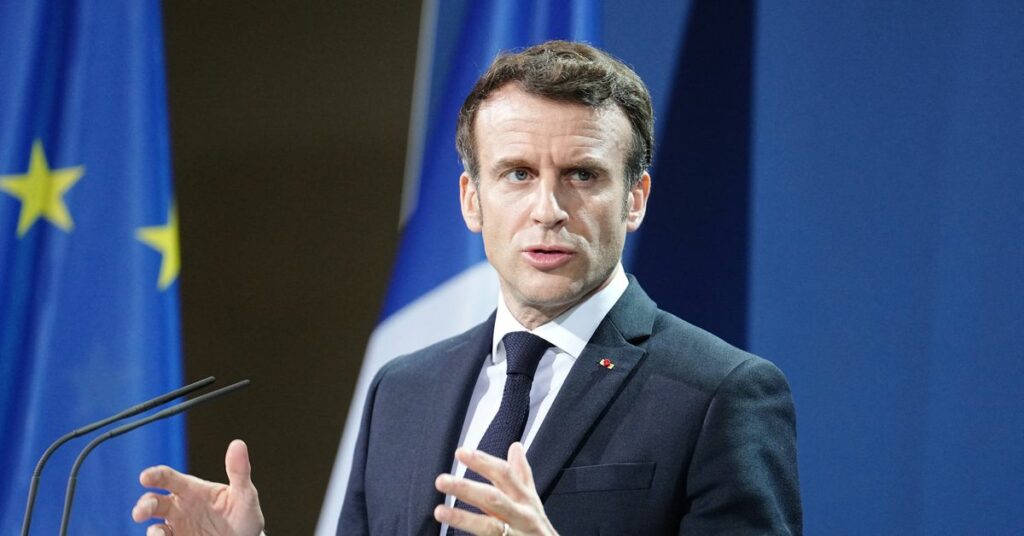 French President Emmanuel Macron and German Chancellor Olaf Scholz (not pictured) hold joint news conference in Berlin, Germany January 25, 2022. Kay Nietfeld/Pool via REUTERS