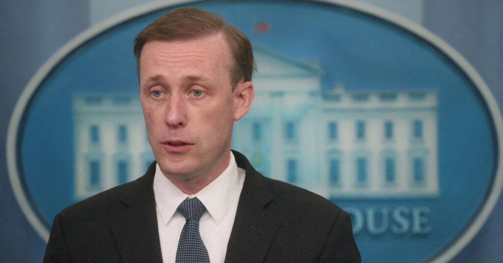 U.S. National Security Advisor Jake Sullivan speaks at the White House