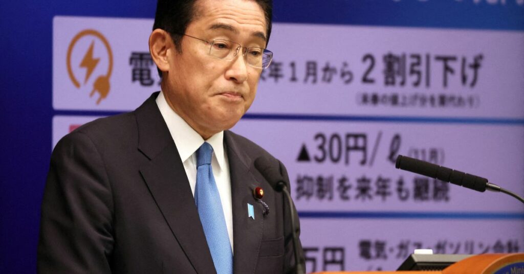 Japanese Prime Minister Fumio Kishida speaks before press at his official residence in Tokyo