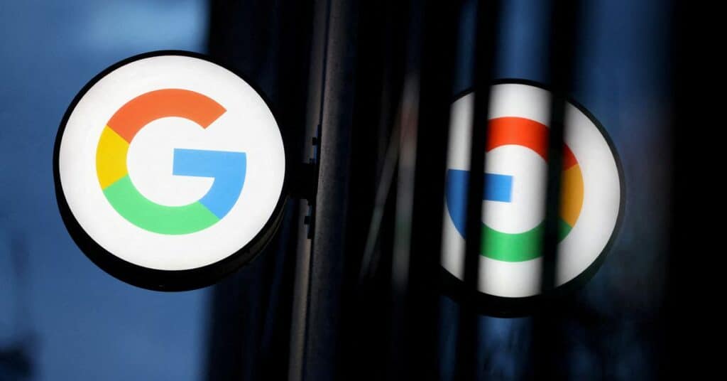 The logo for Google LLC is seen at the Google Store Chelsea in Manhattan, New York City