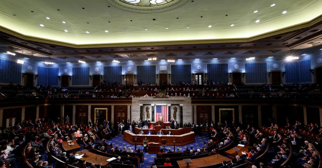 U.S. representatives gather to try to elect a new Speaker of the House at the U.S. Capitol in Washington