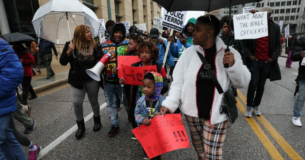 Protest following the release of videos showing Memphis Police officers beating Tyre Nichols, in Memphis