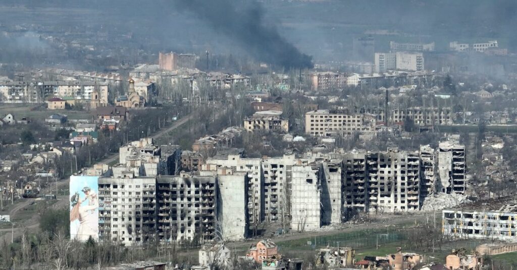 Drone footage of Bakhmut