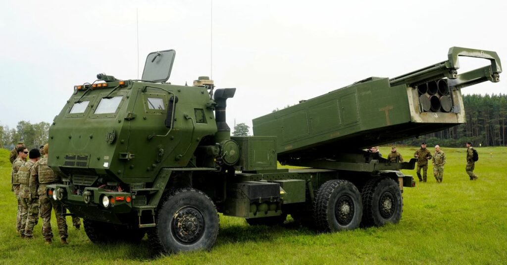 A HIMARS takes part in a military exercise near Liepaja