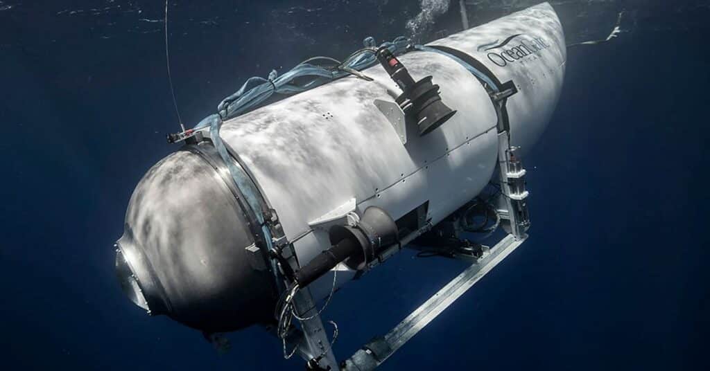 The Titan submersible operated by OceanGate Expeditions dives in an undated photograph