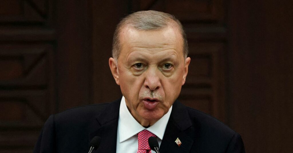 : Turkish President Tayyip Erdogan announces new cabinet during a press conference, in Ankara