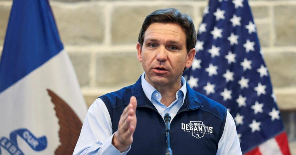 Florida Governor Ron Desantis campaigns for the Republican U.S. presidential nomination in Pella, Iowa