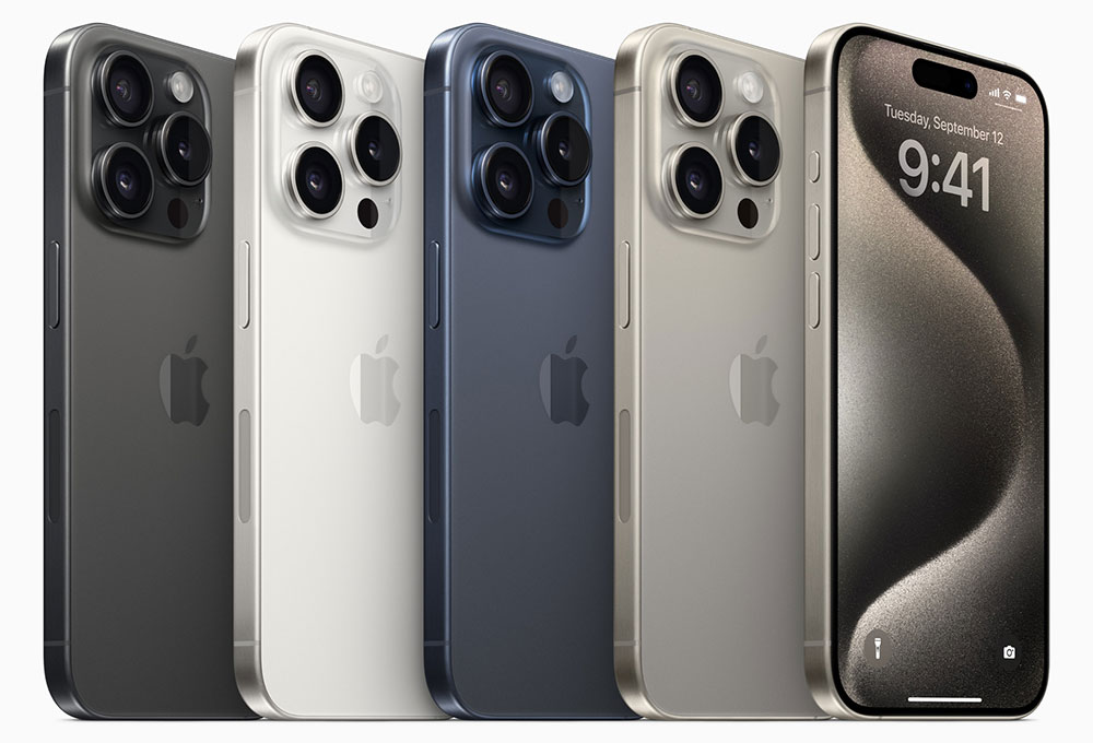 Línea de colores del iPhone 15 Pro y 15 Pro Max