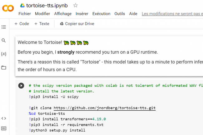 A partir de Google Colab, il est possible d