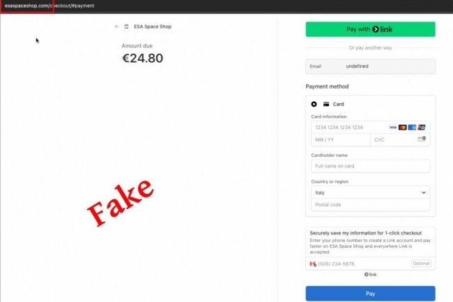 Fausse page de paiement de la boutique en ligne de l